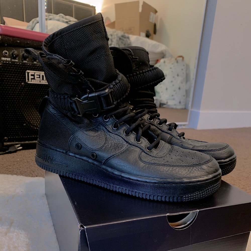 Nike Black Air Force 1’s w/ ankle strap